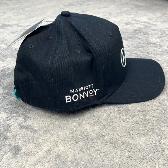 NWT Mercedes AMG Petronas F1 Logo Cap Baseball Hat Black Marriott Logo OS - Picture 3 of 11